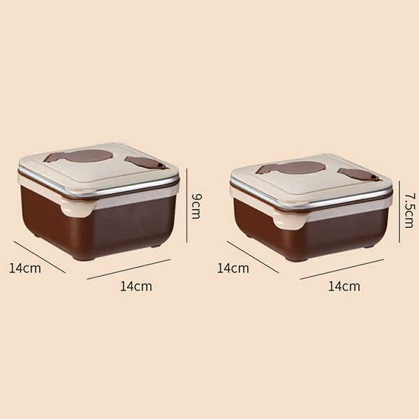 1000ml/1400ml 304不鏽鋼碗(方形)-帶蓋大容量可濾水泡麵碗