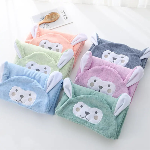 可愛卡通兔子連帽浴袍浴巾兒童斗篷