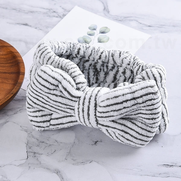 線條紋蝴蝶結洗臉束髮帶