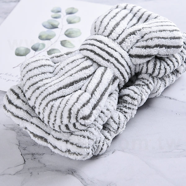 線條紋蝴蝶結洗臉束髮帶