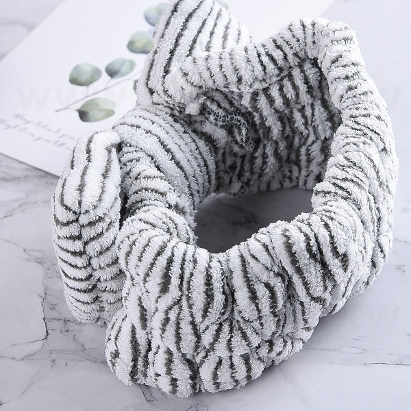 線條紋蝴蝶結洗臉束髮帶