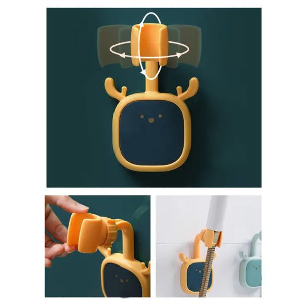 小鹿花造型通用360度可調可旋轉可拆卸免打孔花灑頭支架