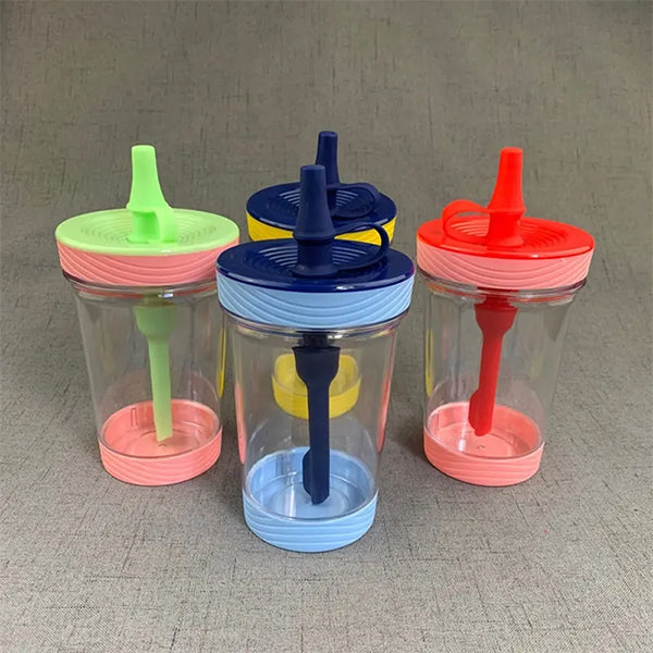 熱銷創意杯- 18oz 塑料防溢帶吸管奶茶杯