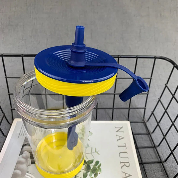 熱銷創意杯- 18oz 塑料防溢帶吸管奶茶杯