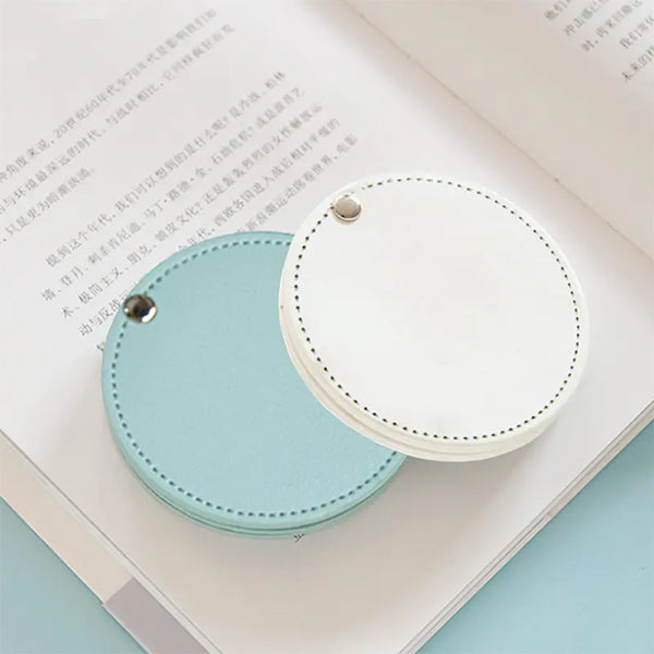 PU皮革口袋鏡子手持迷你化妝鏡