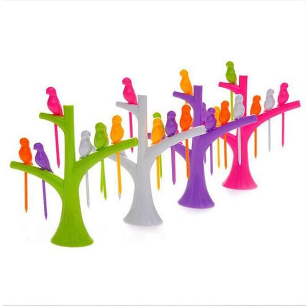 創意樹枝鳥形水果叉