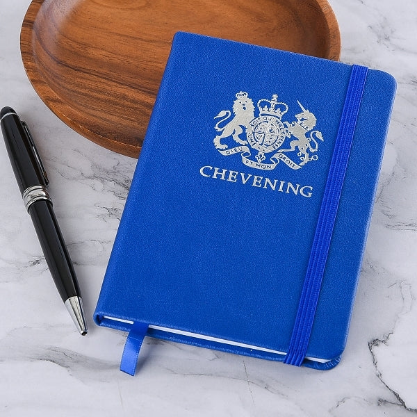 A6皮革燙銀束帶PU筆記本