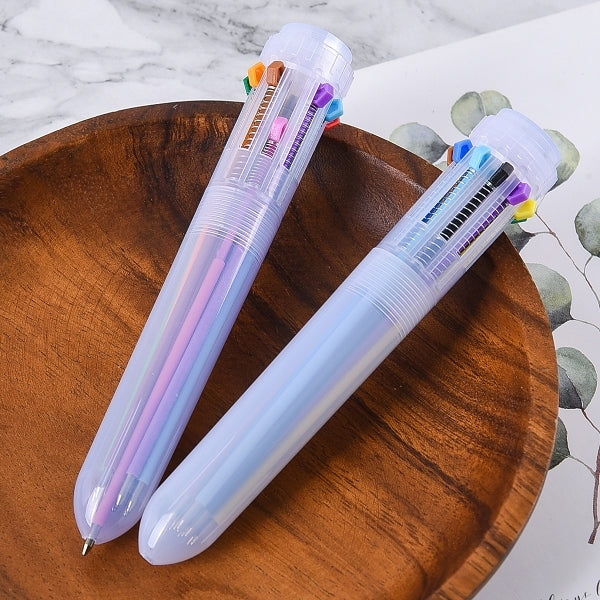 10色透明塑膠粗桿圓珠筆