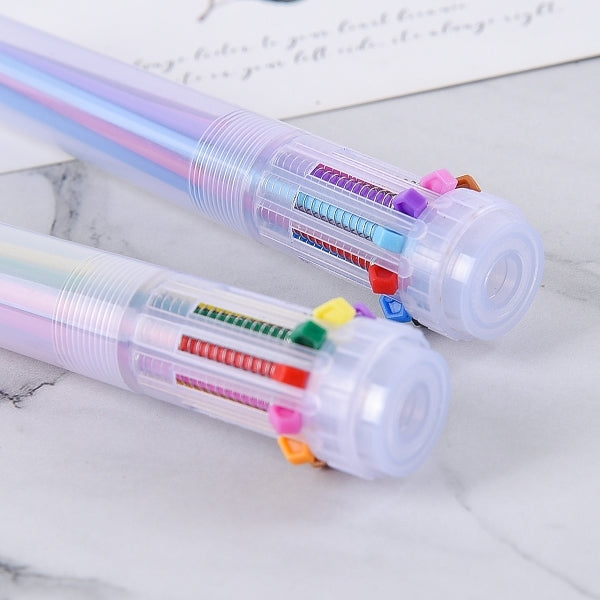 10色透明塑膠粗桿圓珠筆