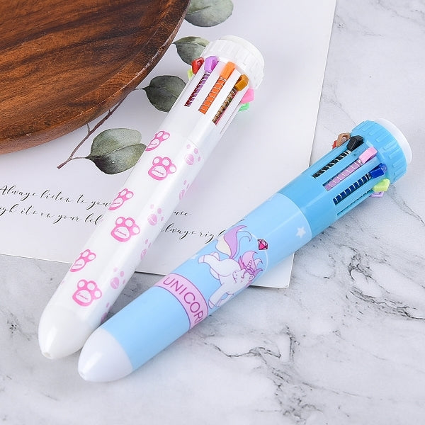 10色塑膠粗桿圓珠筆