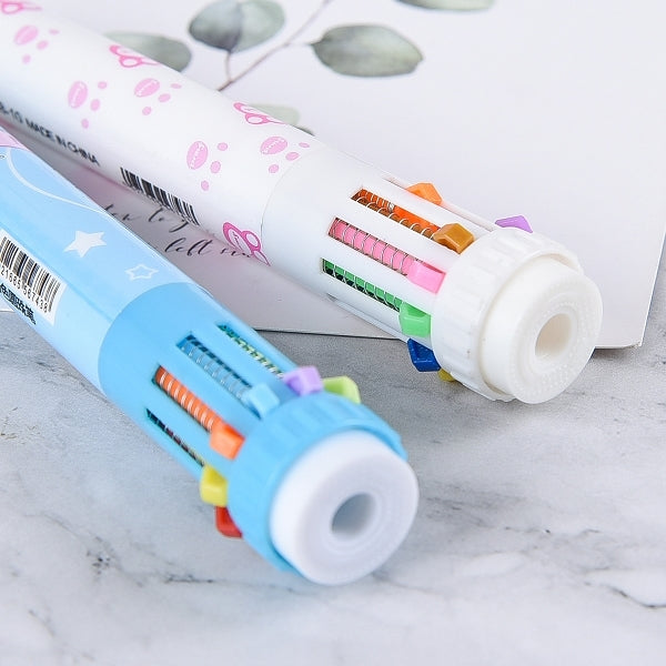 10色塑膠粗桿圓珠筆