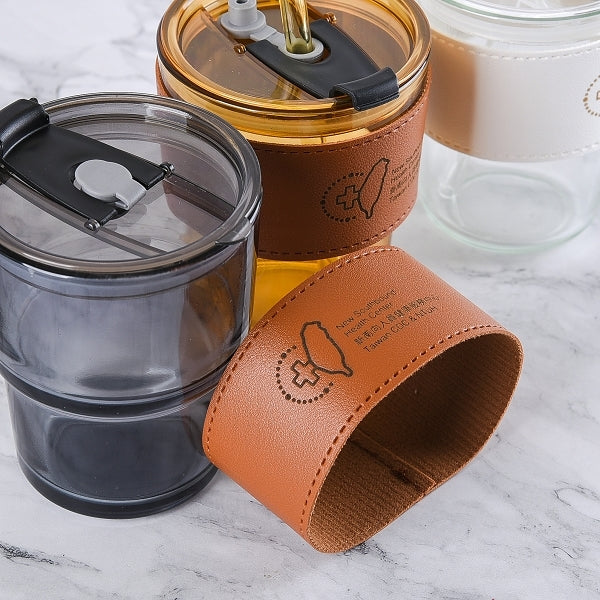 450ml玻璃兩用吸管杯