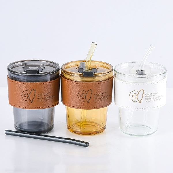 450ml玻璃兩用吸管杯