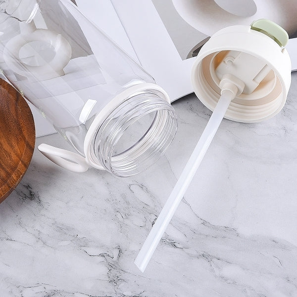 600ml掀蓋吸管杯-軟膠提把