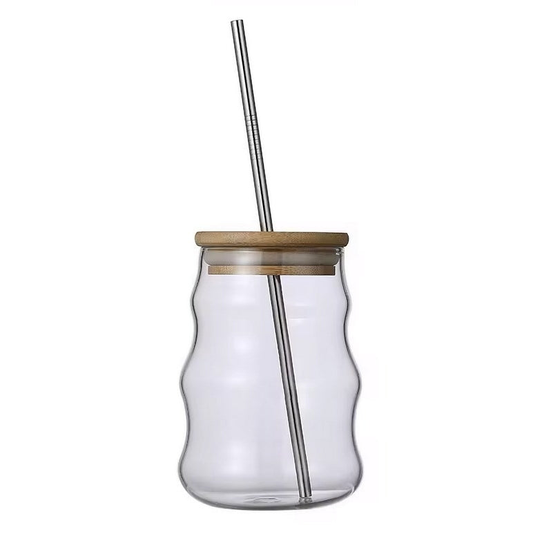 500ml創意波紋造型玻璃水杯