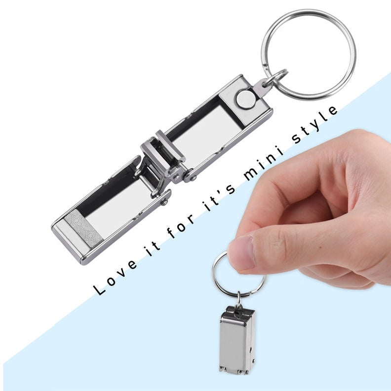 可折疊不鏽鋼迷你自動指甲刀附鑰匙圈