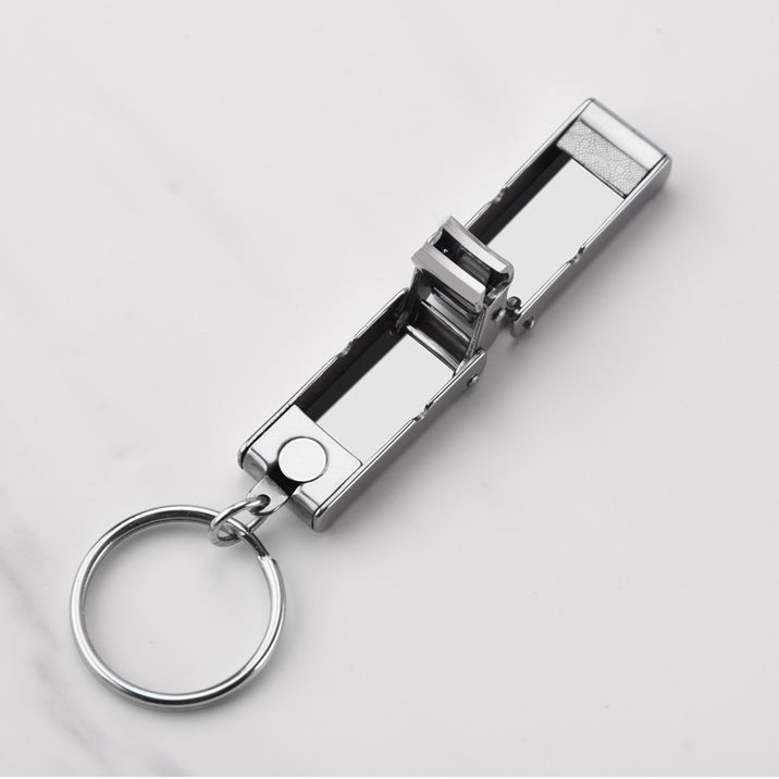 可折疊不鏽鋼迷你自動指甲刀附鑰匙圈