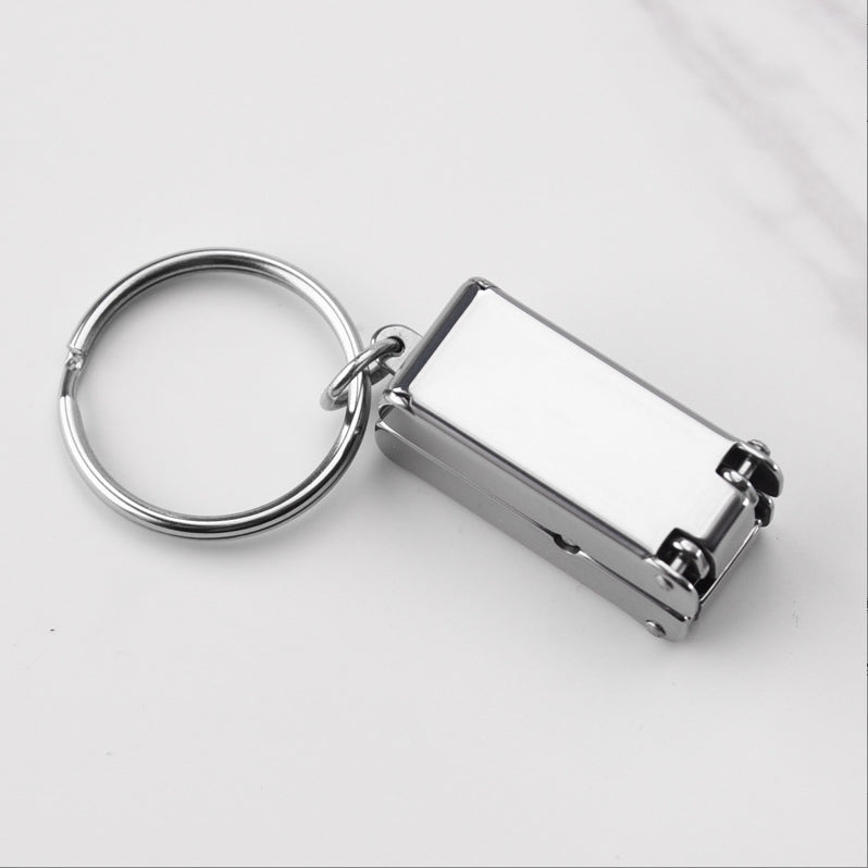 可折疊不鏽鋼迷你自動指甲刀附鑰匙圈