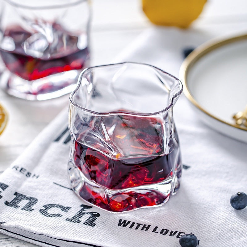 扭紋造形玻璃威士忌酒杯