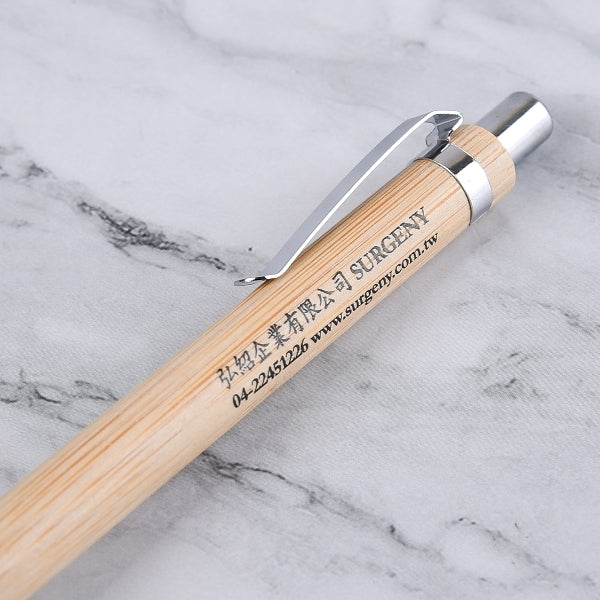 竹製廣告筆-按壓式單色筆