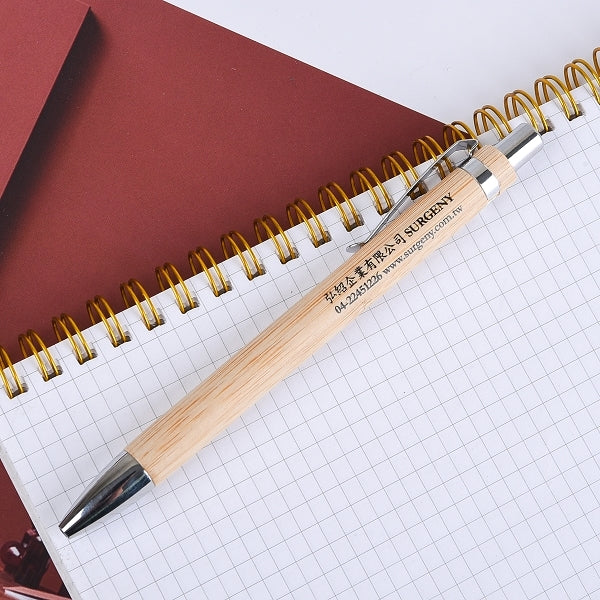 竹製廣告筆-按壓式單色筆