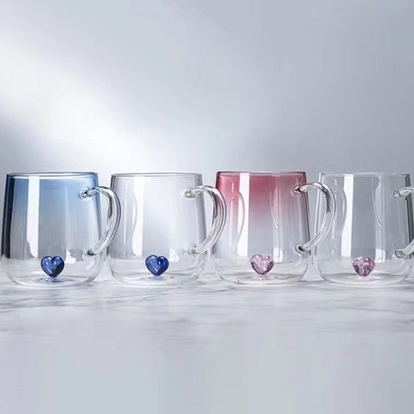 500ml玻璃心型咖啡杯