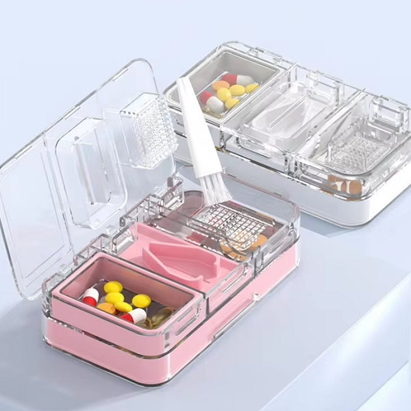 旅行便攜式雙層藥盒