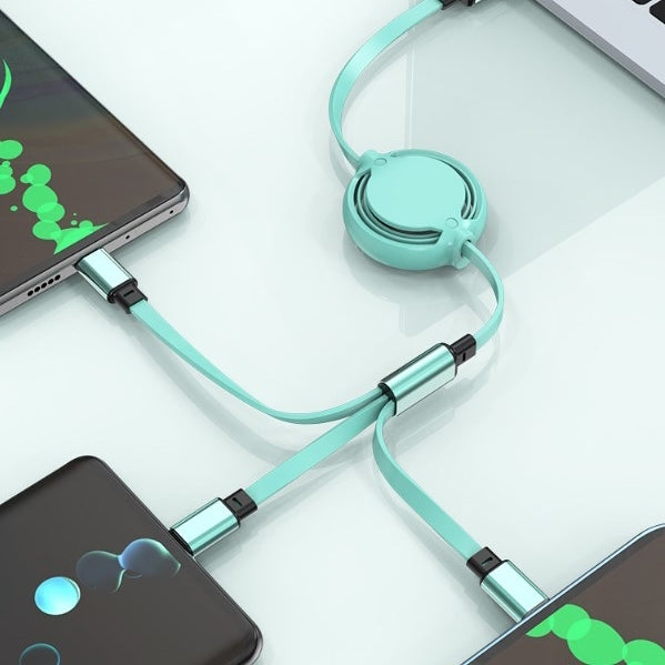 伸縮收納三合一快充充電線