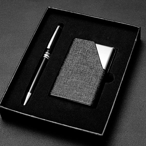 金屬筆+不銹鋼名片盒禮盒