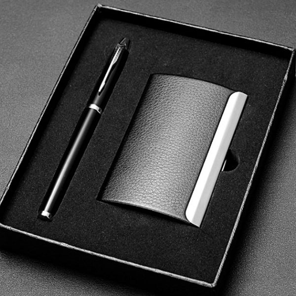 金屬筆+不銹鋼名片盒禮盒