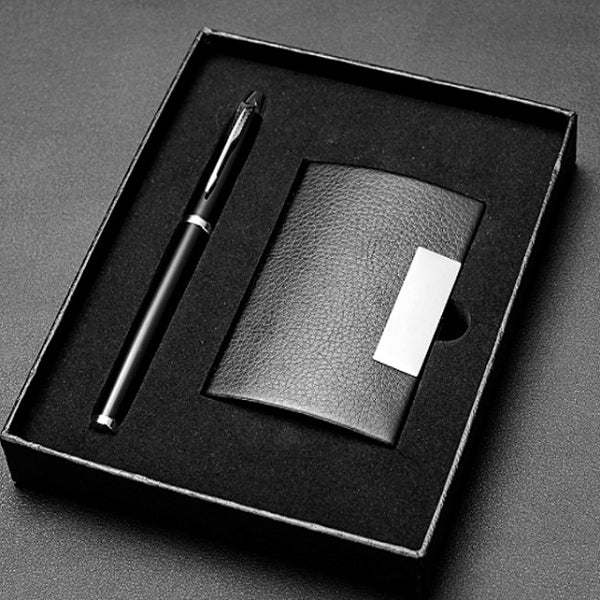 金屬筆+不銹鋼名片盒禮盒