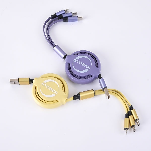 客製三合一伸縮充電線