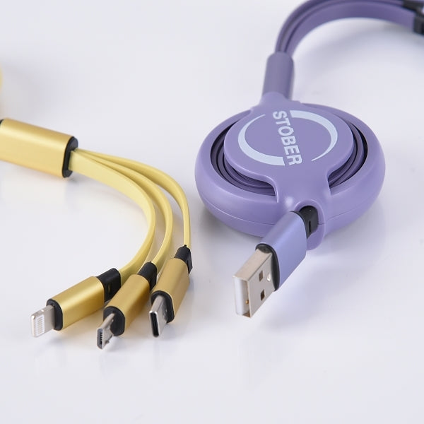 客製三合一伸縮充電線