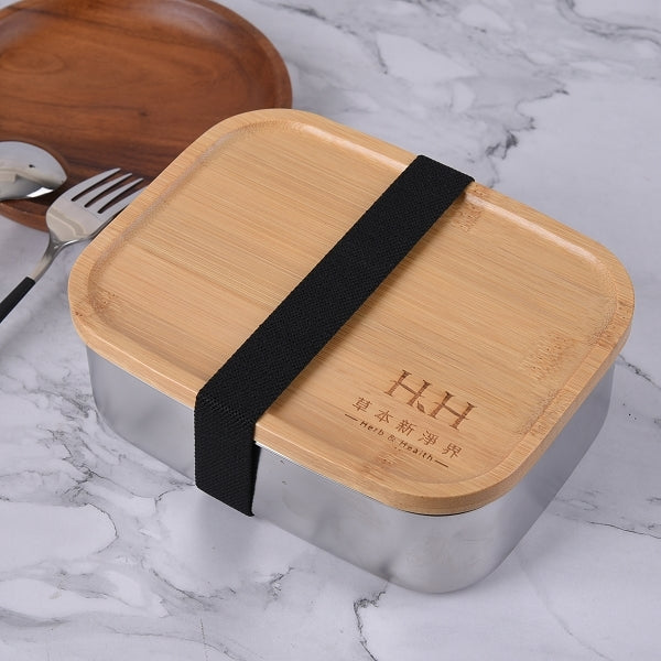 竹蓋單層兩格餐盒