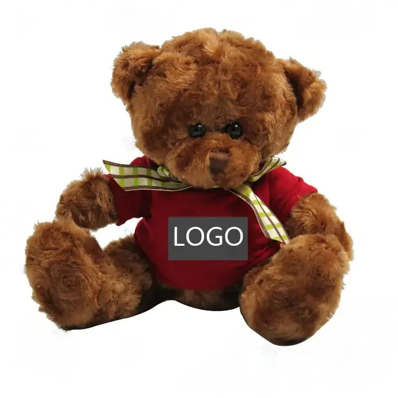 20cm多彩格子絲帶熊毛絨