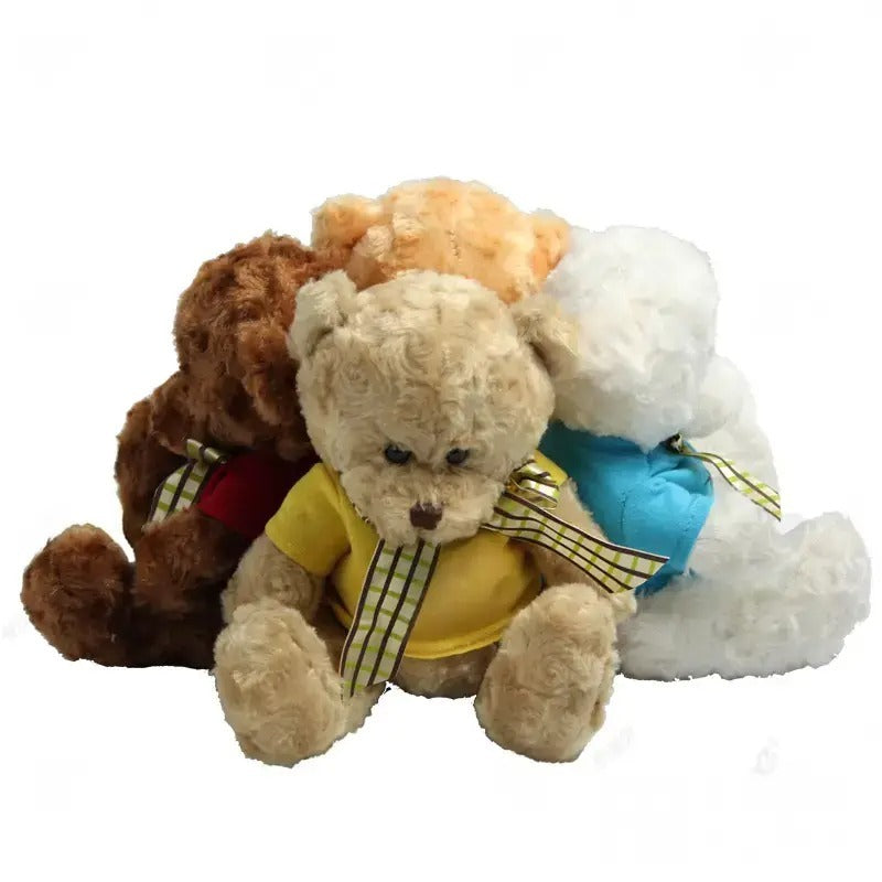 20cm多彩格子絲帶熊毛絨