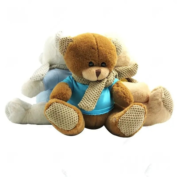 多彩針織圍巾熊毛絨玩具