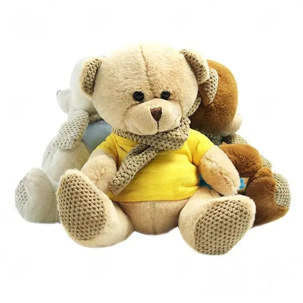 多彩針織圍巾熊毛絨玩具