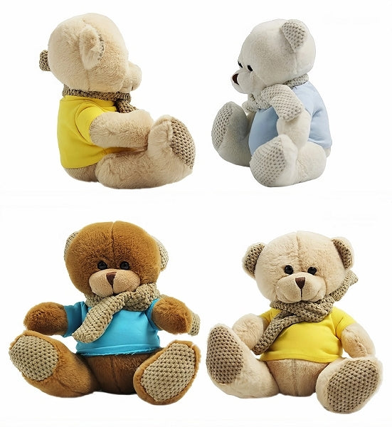 多彩針織圍巾熊毛絨玩具