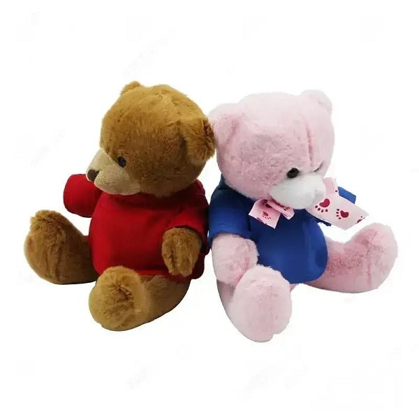 16cm多彩腳印絲帶毛絨小熊