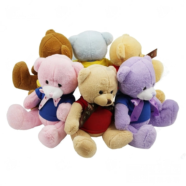 20cm多彩腳印絲帶毛絨小熊