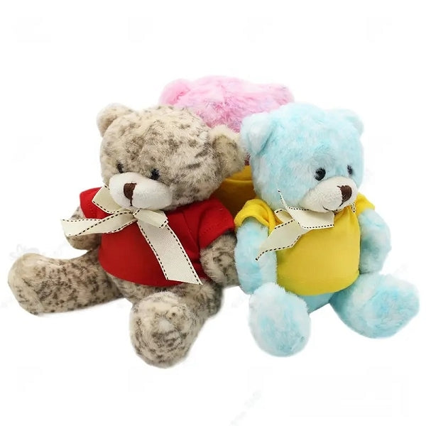 16cm多彩雪花絲帶小熊毛絨玩具