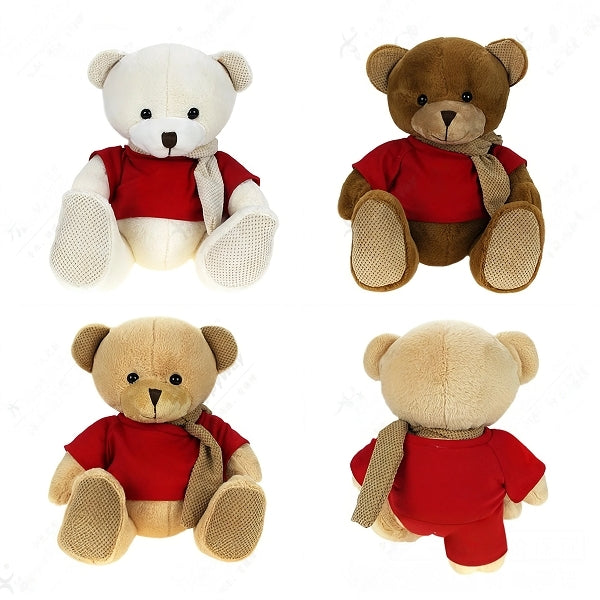 【少量客製】24cm多彩針織圍巾熊毛絨玩具