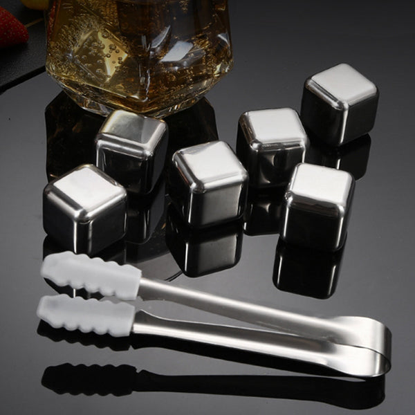 25mm方形不鏽鋼冰塊4入組+夾子