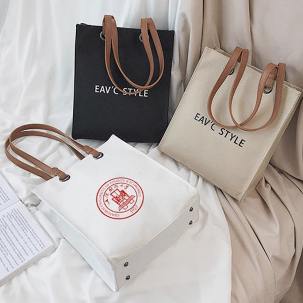 皮革提把加厚帆布袋