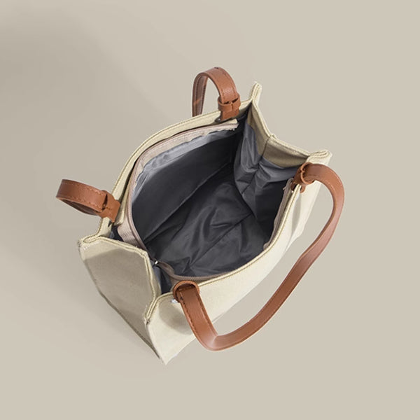 皮革提把加厚帆布袋