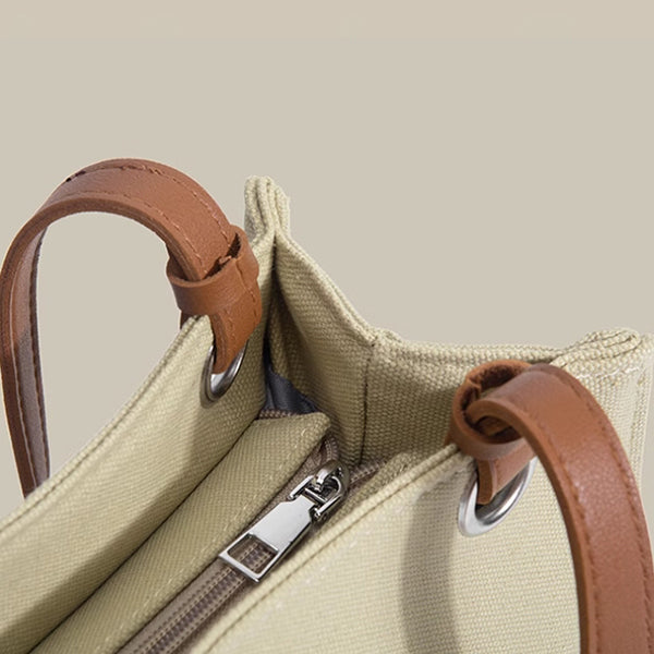 皮革提把加厚帆布袋