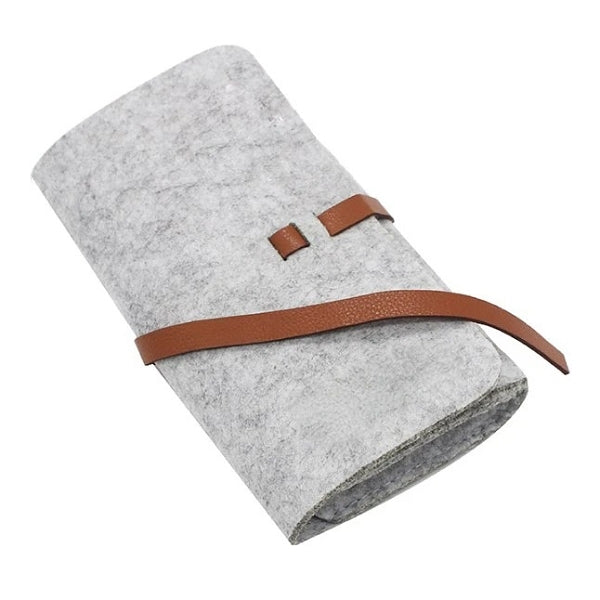 皮革綁繩毛氈眼鏡包