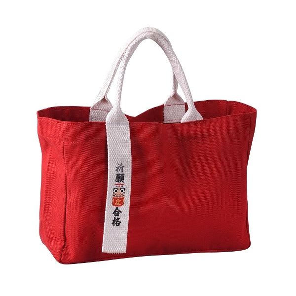 紅色帆布單飄帶立體手提包