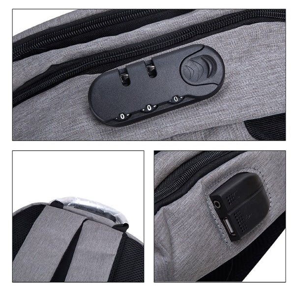 牛津布USB充電口商務雙肩背包